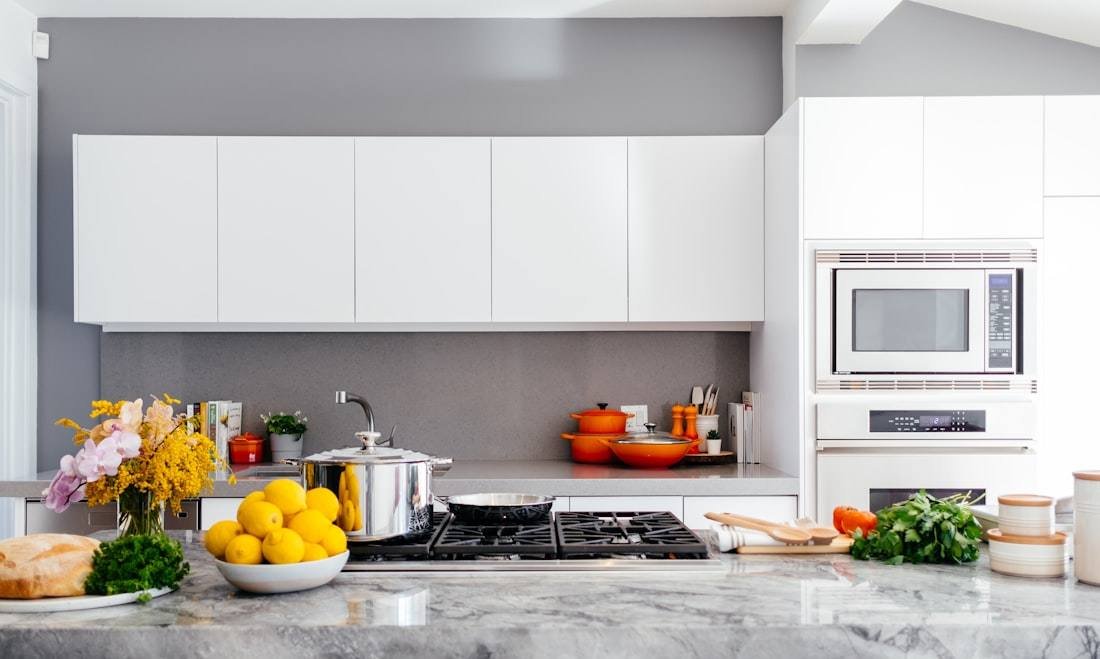 Bright kitchen with a tablet
